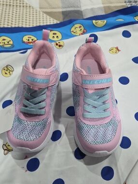 Skechers Girls Pink & Light Blue Mesh Athletic Sneakers